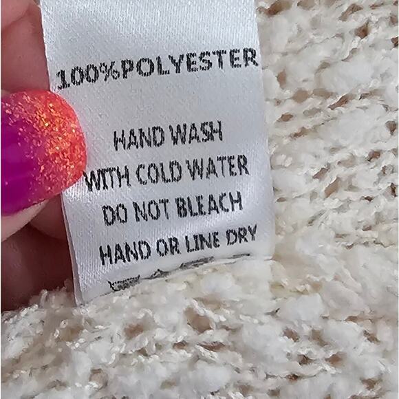 143 Story distressed tattered and torn tunic length open weave sweater Sz SM NEW - Picture 7 of 9